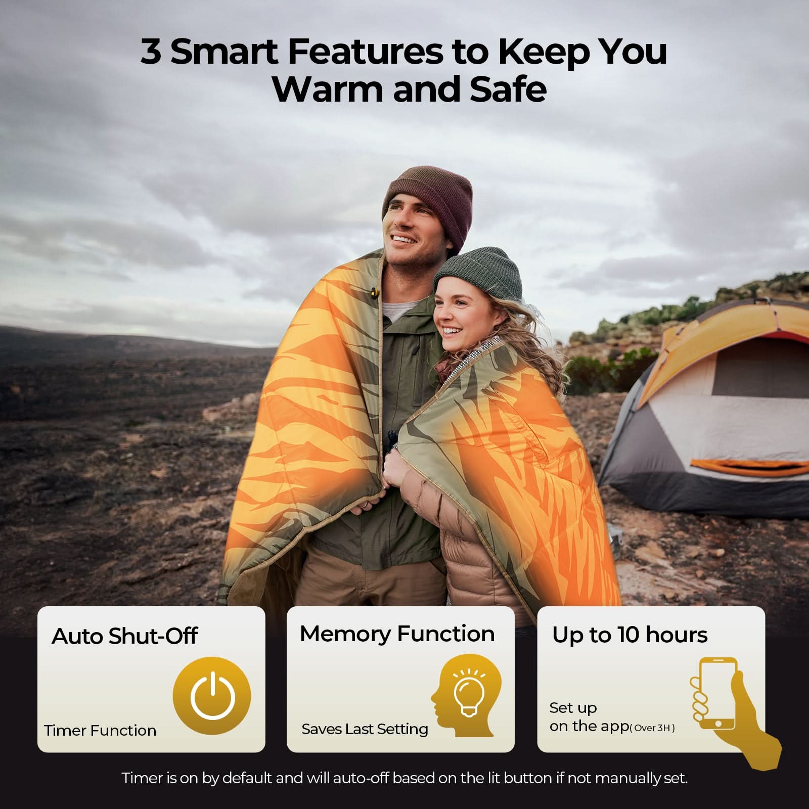 BougeRV 12V Outdoor Heated Blanket-5 Heat Settings, APP Remote Control(Green) - Image 7