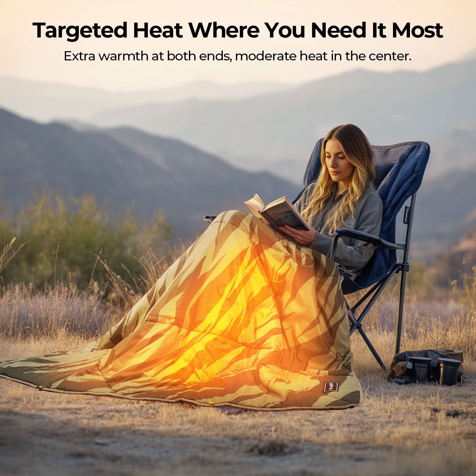 BougeRV 12V Outdoor Heated Blanket-5 Heat Settings, APP Remote Control(Green) - Image 8