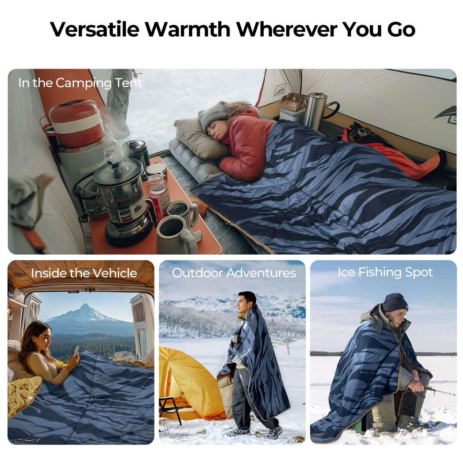 BougeRV 12V Outdoor Heated Blanket-5 Heat Settings, APP Remote Control(Blue) - Image 3