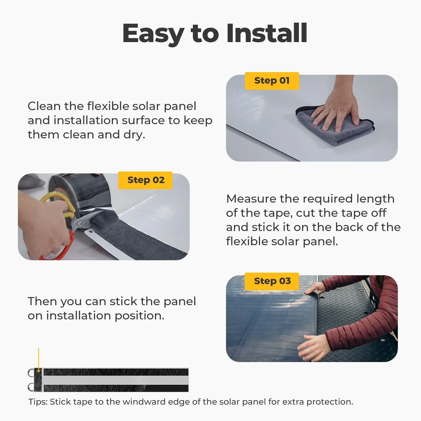 BougeRV Flexible Solar Panel Waterproof Butyl Rubber Tape - Image 5