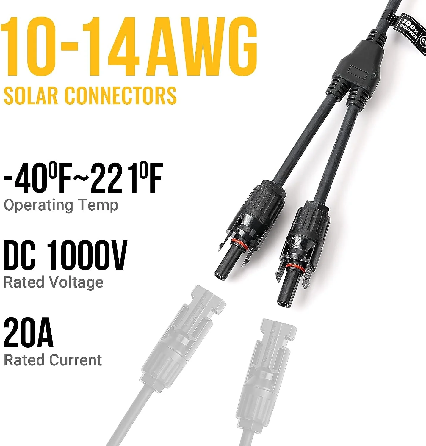 Solar Connectors Y Branch Parallel Adapter Cable Wire - Image 7